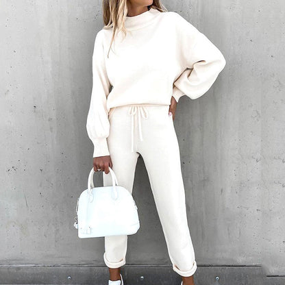 Ensemble Deux Pièces avec Haut à Manches Longues Ballon et Pantalon à Taille Ajustable pour Femme | Idéal pour un Usage Quotidien