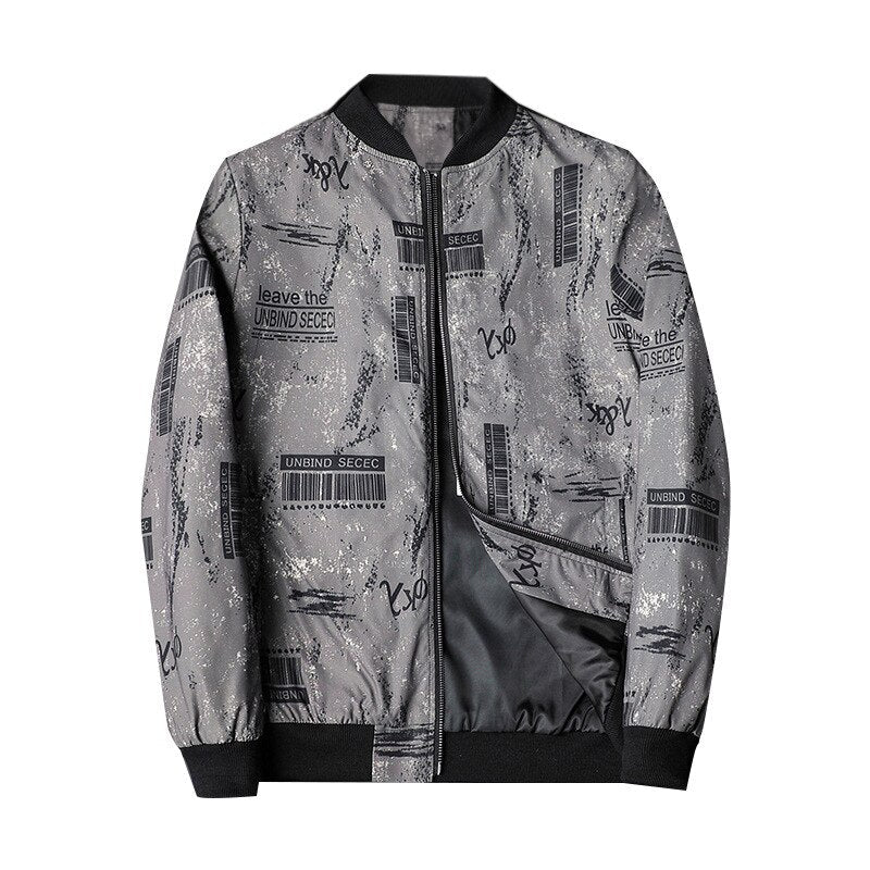 Blouson Bomber avec Imprimé Abstrait et Fermeture Zippée pour Homme | Idéal pour les Tenues Décontractées et Quotidiennes