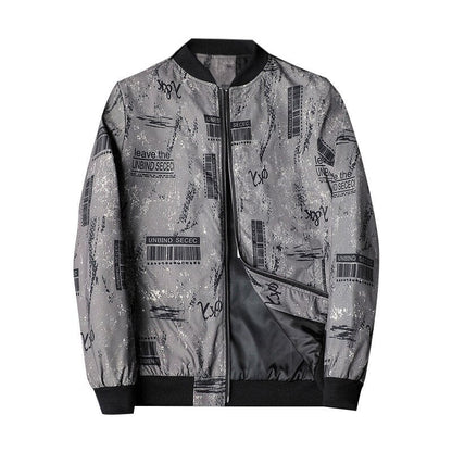 Blouson Bomber avec Imprimé Abstrait et Fermeture Zippée pour Homme | Idéal pour les Tenues Décontractées et Quotidiennes