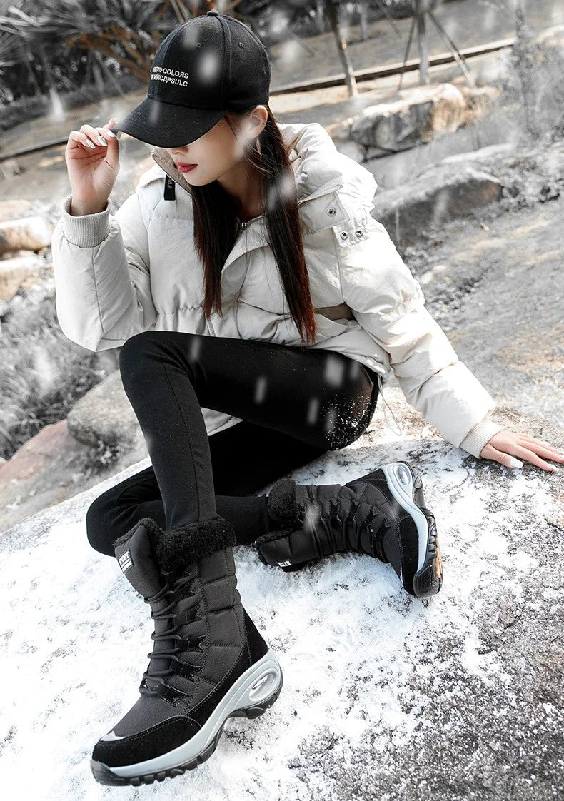 Bottes de Neige à Lacets avec Tige Montante pour Adultes | Idéal pour Saison Froide