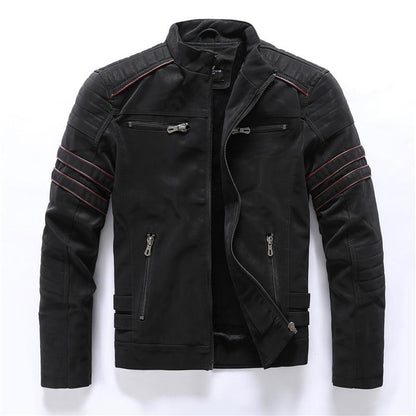 Veste Biker avec Col Montant Et Fermeture Zippée pour Homme | Idéal pour Le Quotidien