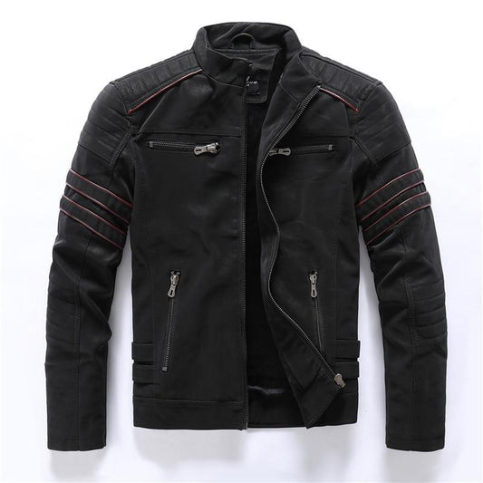 Veste Biker avec Col Montant Et Fermeture Zippée pour Homme | Idéal pour Le Quotidien