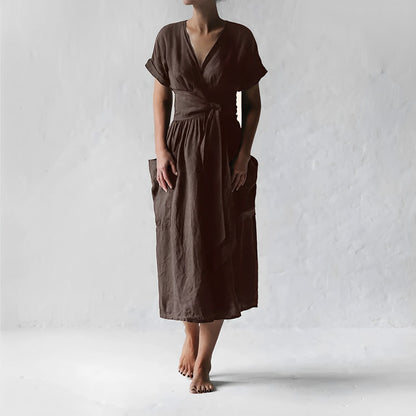 Robe Longue avec Manches Courtes pour Femme | Idéale pour l’Été et les Sorties en Plein Air