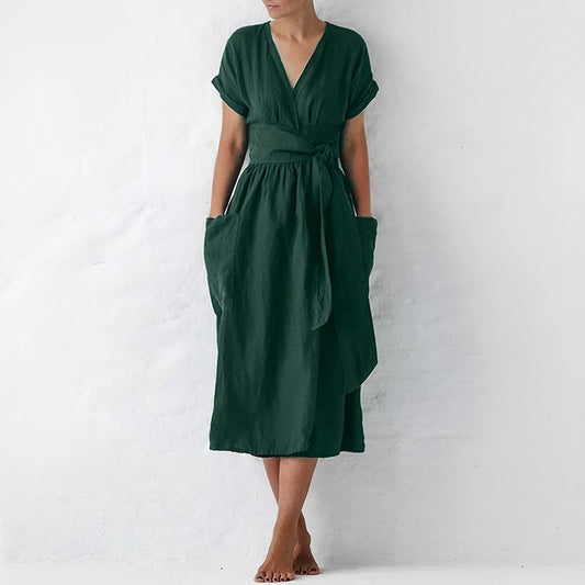 Robe Longue avec Manches Courtes pour Femme | Idéale pour l’Été et les Sorties en Plein Air