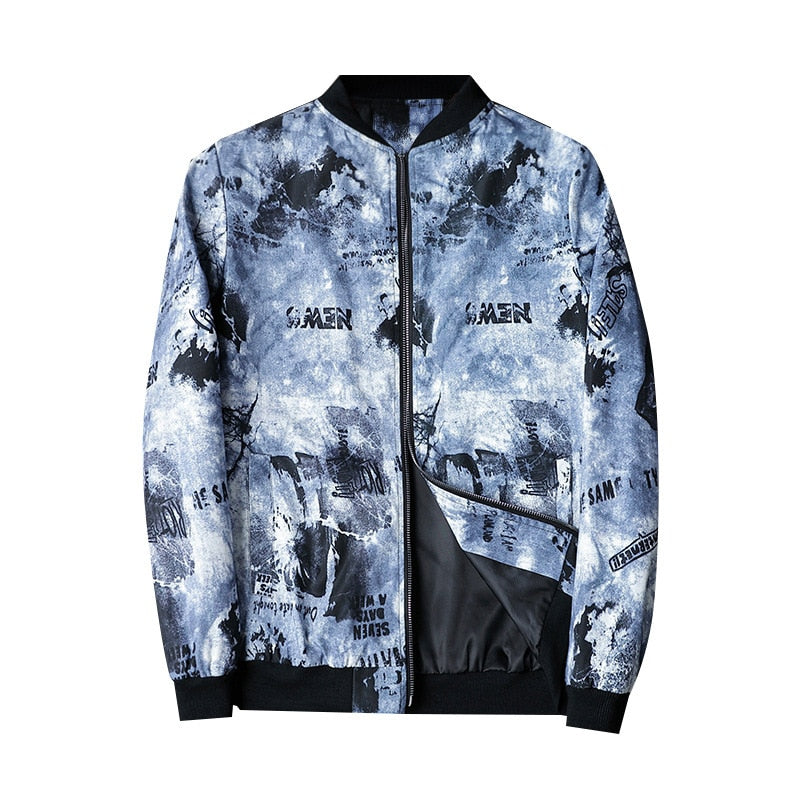 Blouson Bomber avec Imprimé Abstrait et Fermeture Zippée pour Homme | Idéal pour les Tenues Décontractées et Quotidiennes