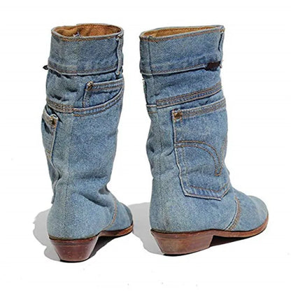 Bottes Mi-Hautes à Bout Rond pour Femmes | Idéal pour Tenues Décontractées