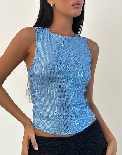Top Sans Manches À Finition Paillettes Pour Femme | Idéal Pour Occasions Festives Et Quotidiennes