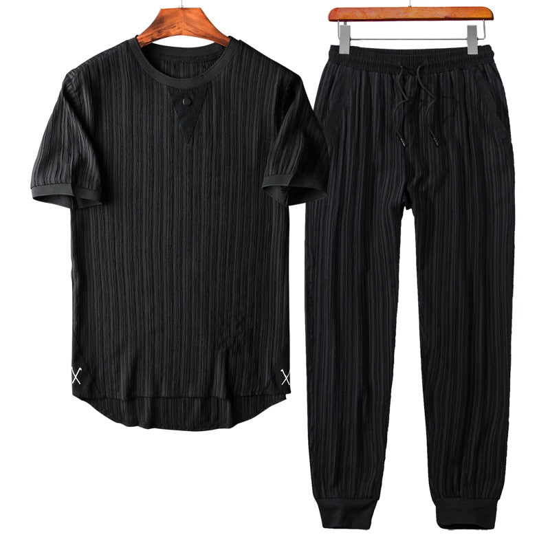 Ensemble Décontracté Avec Chemise À Manches Courtes Et Pantalon Pour Hommes | Idéal Pour Saison Estivale