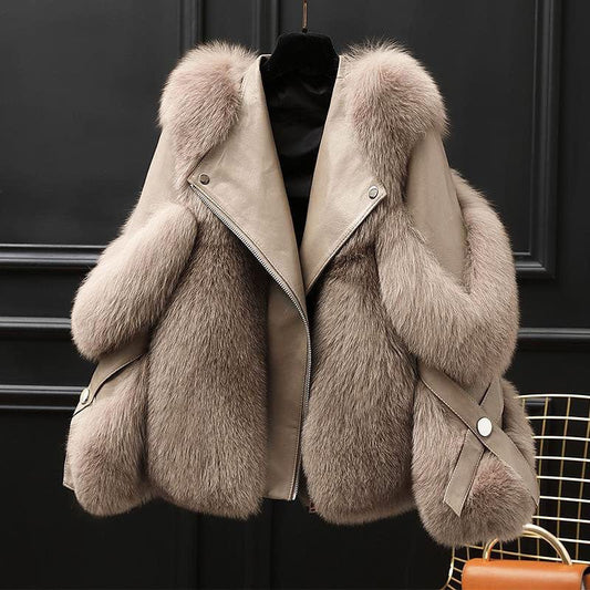 Veste avec Col Imitation Fourrure et Coupe Ajustée pour Femme | Idéale pour la Mi-Saison