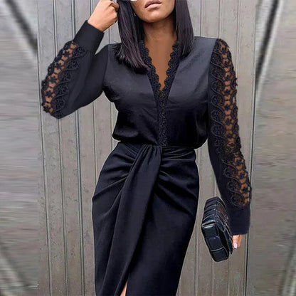 Robe Longue Avec Détails Ajourés Et Manches Longues Pour Femme | Idéale Pour Des Occasions Courantes