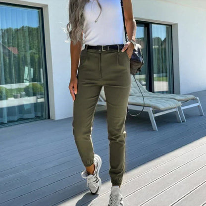 Pantalon à Coupe Ajustée avec Taille Moyenne pour Femme | Idéal pour le Travail et les Sorties Quotidiennes