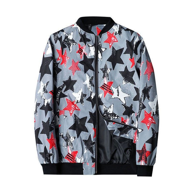 Blouson Bomber avec Imprimé Abstrait et Fermeture Zippée pour Homme | Idéal pour les Tenues Décontractées et Quotidiennes