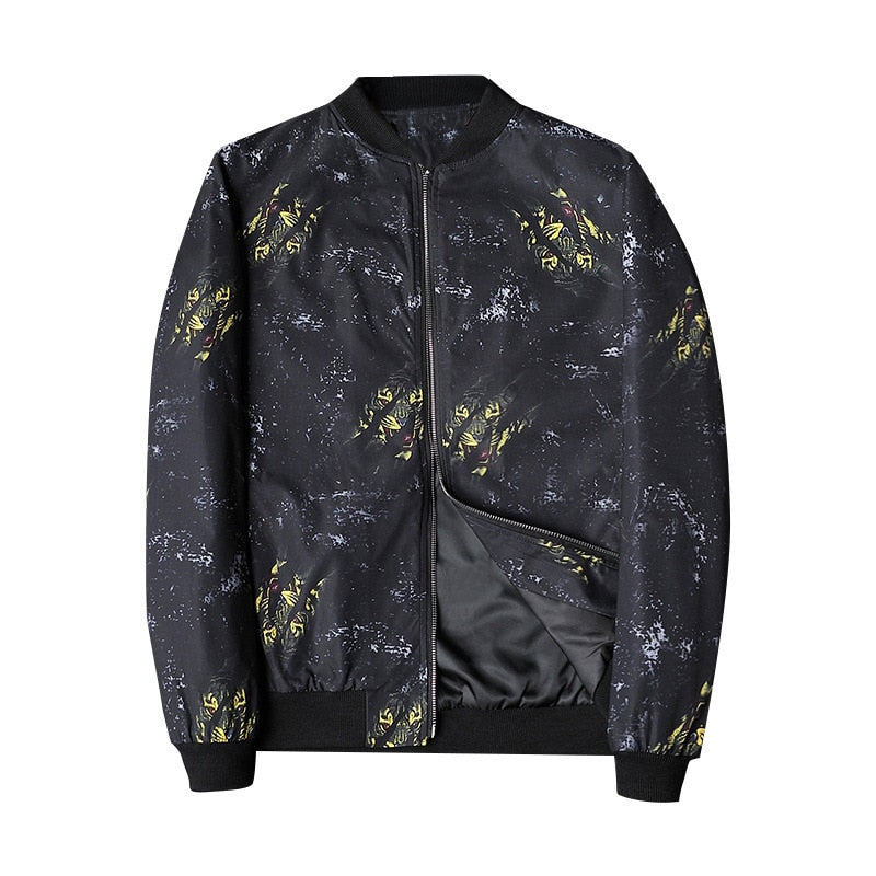 Blouson Bomber avec Imprimé Abstrait et Fermeture Zippée pour Homme | Idéal pour les Tenues Décontractées et Quotidiennes