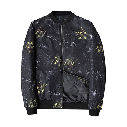 Blouson Bomber avec Imprimé Abstrait et Fermeture Zippée pour Homme | Idéal pour les Tenues Décontractées et Quotidiennes