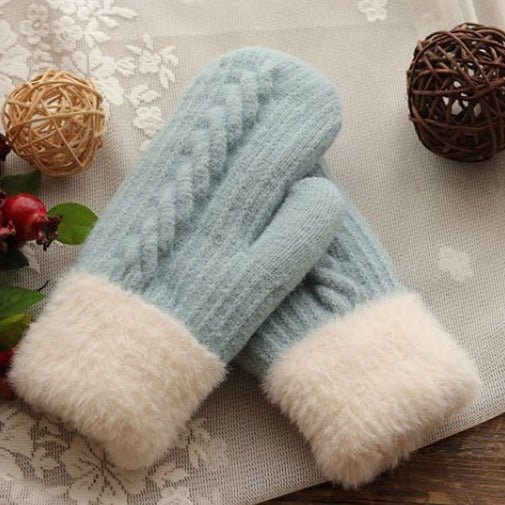 Moufles à Maille avec Bordure Douce pour Femmes | Idéales pour les Journées Froides