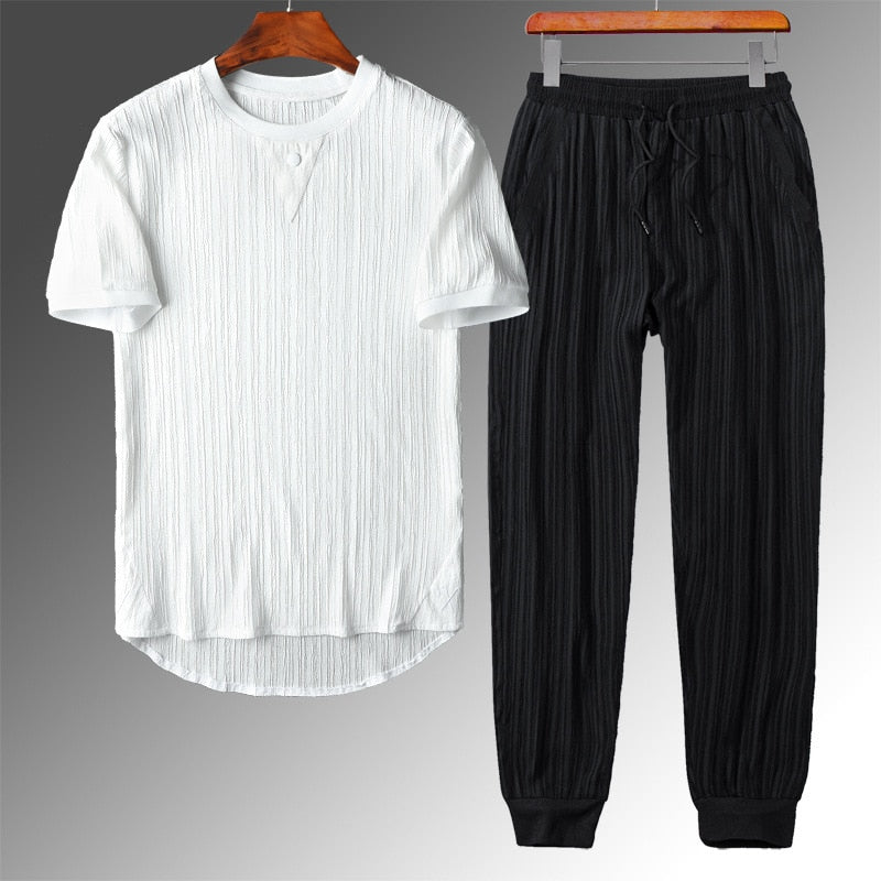 Ensemble Décontracté Avec Chemise À Manches Courtes Et Pantalon Pour Hommes | Idéal Pour Saison Estivale
