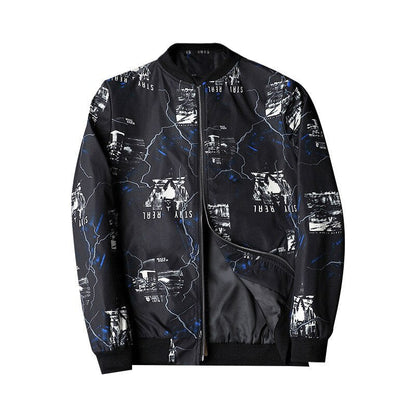 Blouson Bomber avec Imprimé Abstrait et Fermeture Zippée pour Homme | Idéal pour les Tenues Décontractées et Quotidiennes