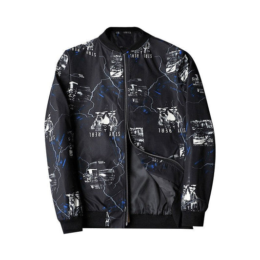 Blouson Bomber avec Imprimé Abstrait et Fermeture Zippée pour Homme | Idéal pour les Tenues Décontractées et Quotidiennes