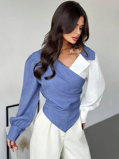 Blouse Asymétrique À Col Biais Pour Femme Avec Détail Hors Épaule | Idéal Pour Usage Quotidien
