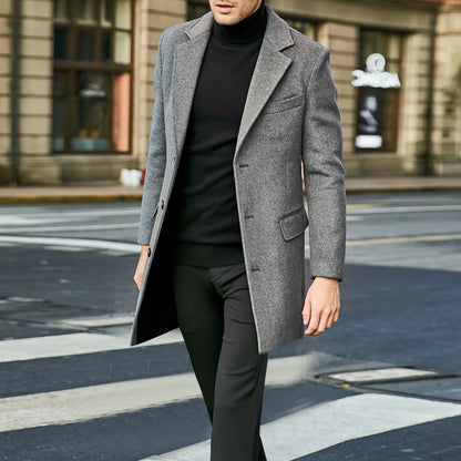 Manteau long à col tailleur pour hommes