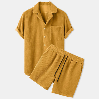 Ensemble Lounge avec Shirt à Col Ouvert et Short Élastique pour Homme | Idéal Pour Les Moments de Détente