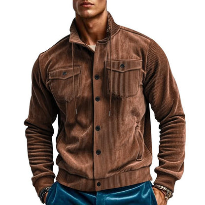 Veste Cargo Unie avec Col à Revers et Poches Multiples pour Homme | Idéale pour l’Automne et le Printemps