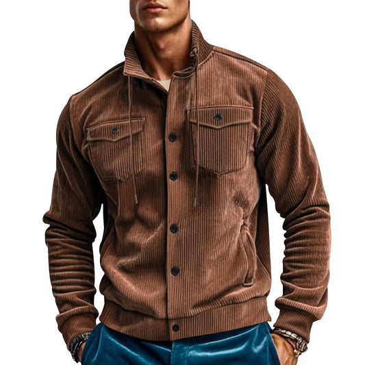 Veste Cargo Unie avec Col à Revers et Poches Multiples pour Homme | Idéale pour l’Automne et le Printemps