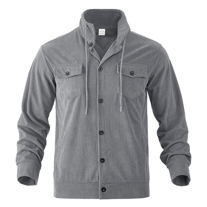 Veste Cargo Unie avec Col à Revers et Poches Multiples pour Homme | Idéale pour l’Automne et le Printemps