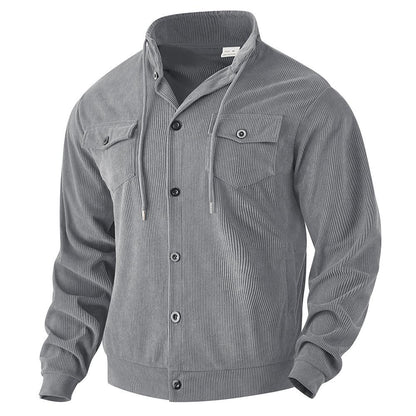 Veste Cargo Unie avec Col à Revers et Poches Multiples pour Homme | Idéale pour l’Automne et le Printemps