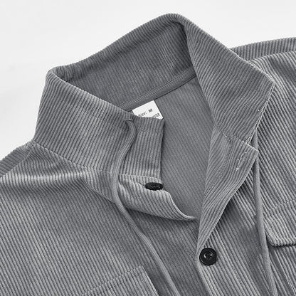 Veste Cargo Unie avec Col à Revers et Poches Multiples pour Homme | Idéale pour l’Automne et le Printemps