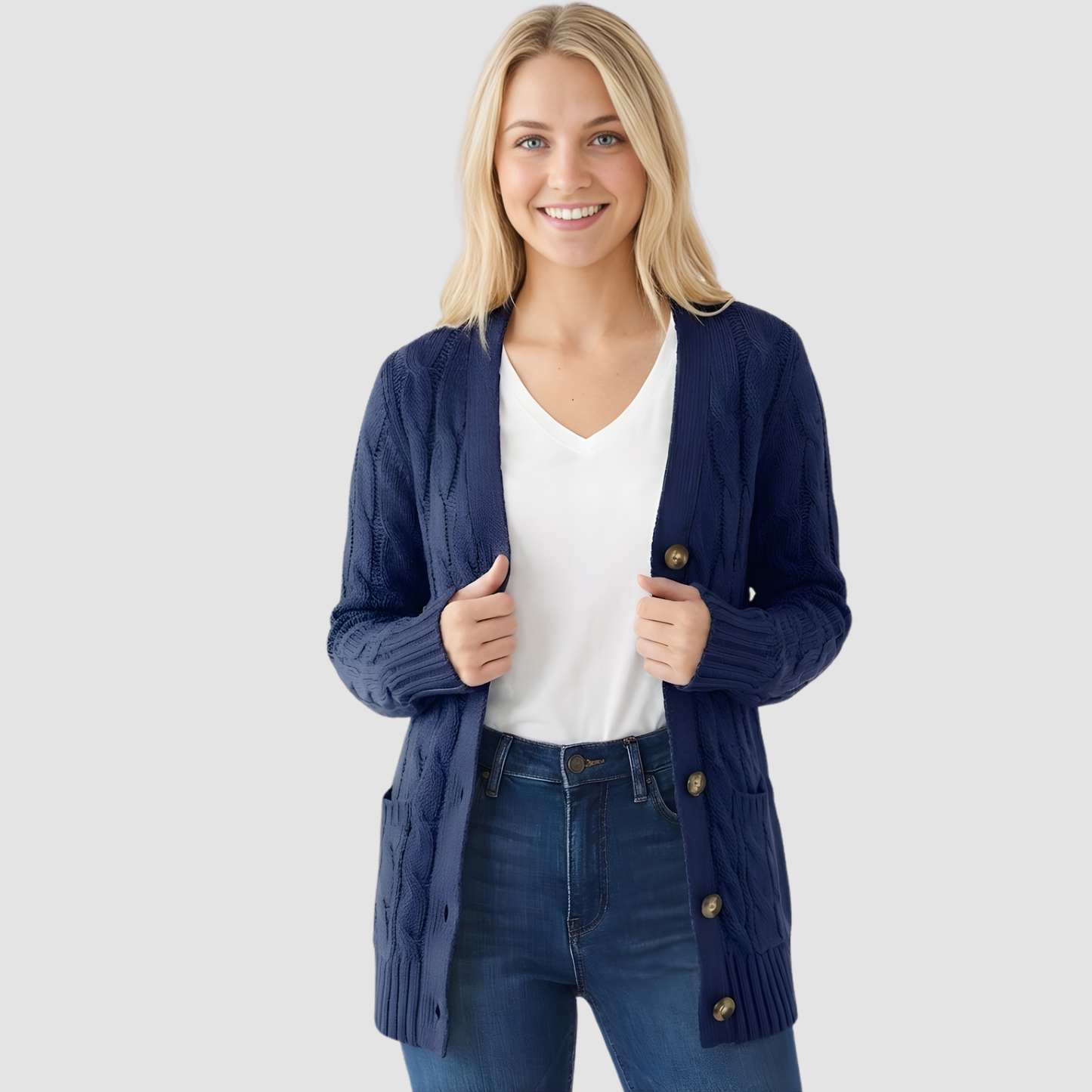 Cardigan boutonné en maille pour femme | Idéal pour l'automne