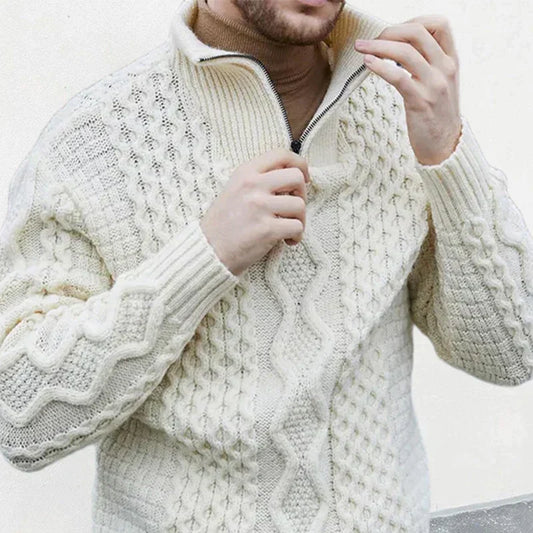 Pull Tricoté avec Col Demi-Zip pour Homme | Idéal pour un Usage Quotidien