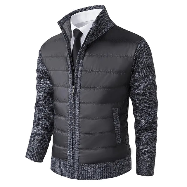 Veste Zippée Avec Corps Matelassé Et Manches En Tricot Pour Homme | Idéal Pour Mi-Saison Et Usage Quotidien