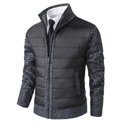 Veste Zippée Avec Corps Matelassé Et Manches En Tricot Pour Homme | Idéal Pour Mi-Saison Et Usage Quotidien