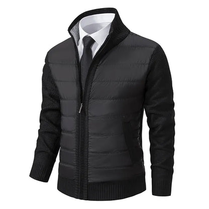 Veste Zippée Avec Corps Matelassé Et Manches En Tricot Pour Homme | Idéal Pour Mi-Saison Et Usage Quotidien