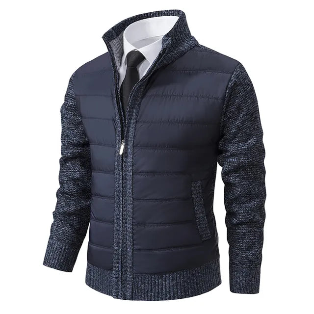 Veste Zippée Avec Corps Matelassé Et Manches En Tricot Pour Homme | Idéal Pour Mi-Saison Et Usage Quotidien