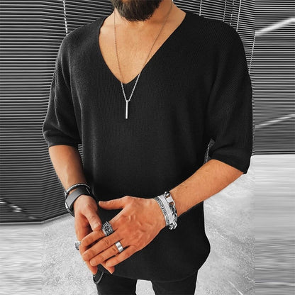 Pull à Col V à Manches Mi-Longues pour Hommes | Idéal pour le Printemps et l’Été