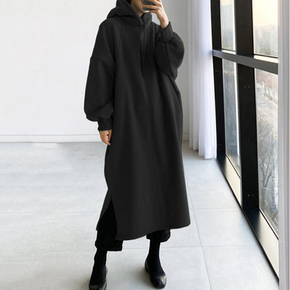 Robe Manteau Longue À Capuche avec Coupe Ample pour Femme | Idéale pour L’Hiver