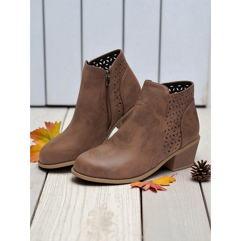 Bottines ajourées à talon pour femmes