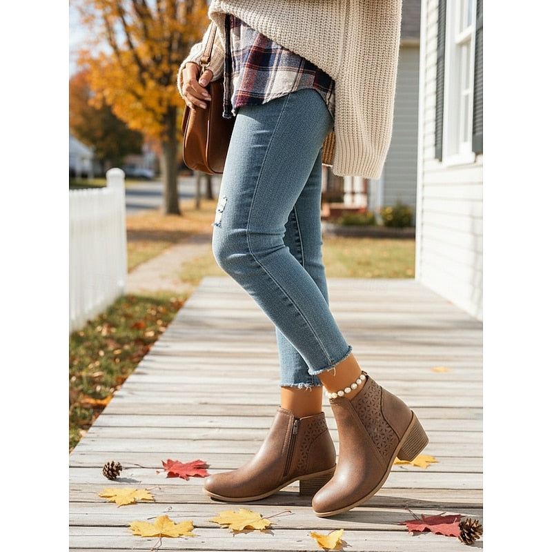 Bottines ajourées à talon pour femmes