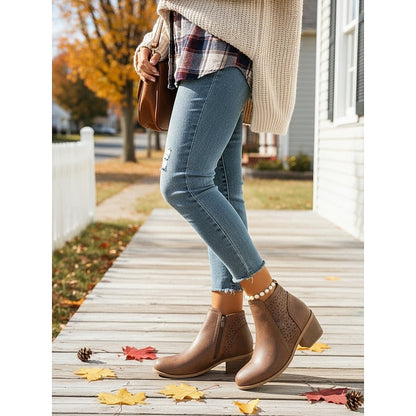 Bottines ajourées à talon pour femmes
