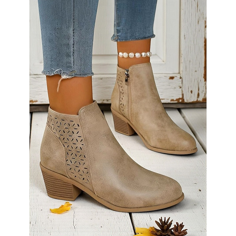Bottines ajourées à talon pour femmes