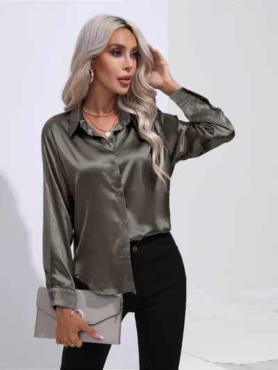 Blouse à Manches Longues avec Fini Subtil pour Femme | Idéale pour le Travail et le Quotidien