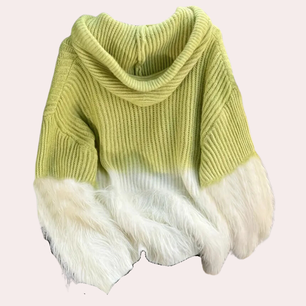 Pull En Maille Bicolore À Capuche pour Femmes | Idéal pour Les Journées Fraîches