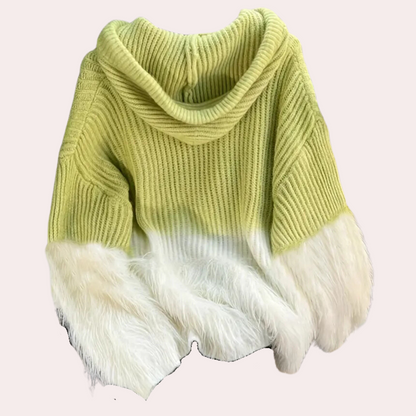 Pull En Maille Bicolore À Capuche pour Femmes | Idéal pour Les Journées Fraîches