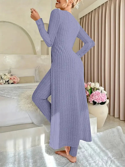 Ensemble Deux Pièces Avec Top Long Et Pantalon Ajusté Pour Femmes | Idéal Pour Usage Quotidien Et Sorties