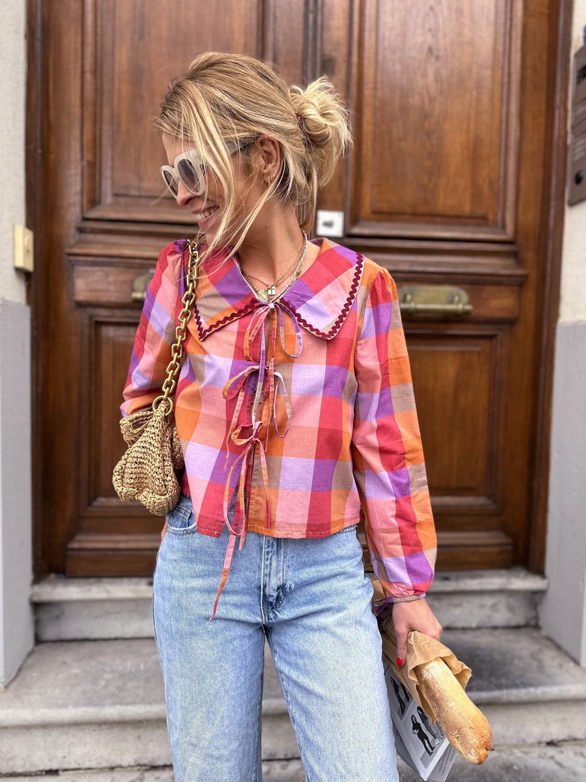 Blouse À Carreaux Avec Fermeture À Nouer Pour Femme | Idéal Pour Les Activités Quotidiennes Et Les Sorties Décontractées