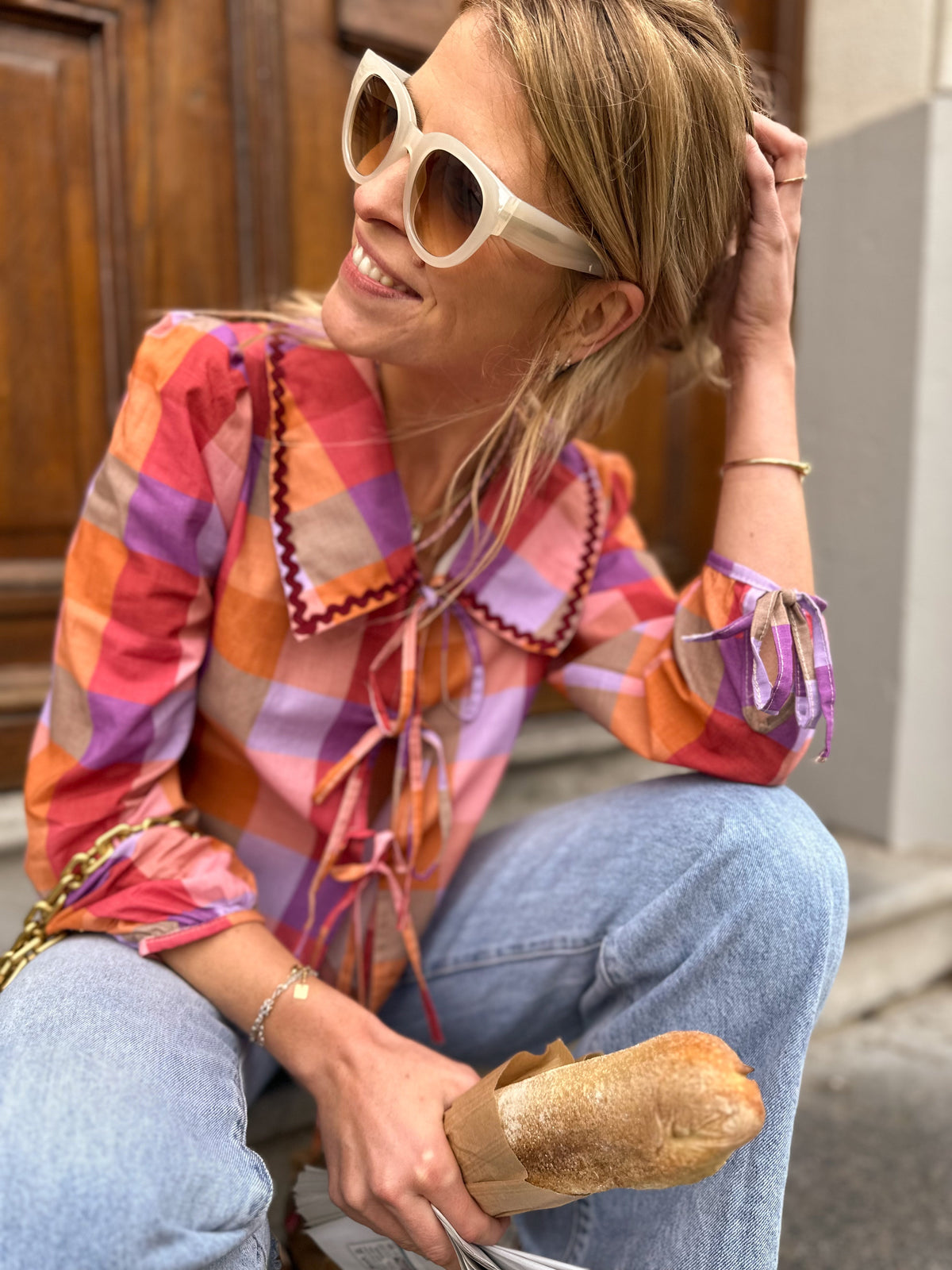 Blouse À Carreaux Avec Fermeture À Nouer Pour Femme | Idéal Pour Les Activités Quotidiennes Et Les Sorties Décontractées
