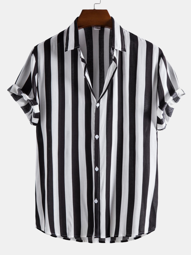 Chemise À Rayures Larges Avec Coupe Décontractée Pour Homme | Idéale Pour Le Bureau Ou Les Sorties