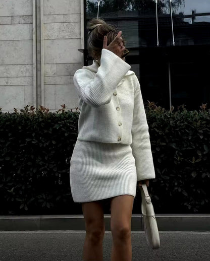 Ensemble Deux Pièces avec Cardigan et Jupe Ajustée pour Femme | Idéal pour le Quotidien